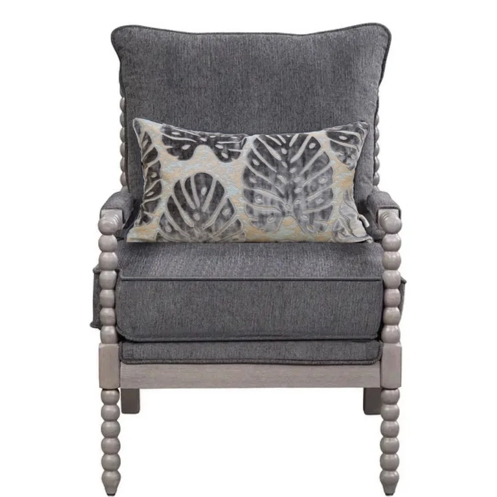 Luxury Home | Boho Grey Velvet Tropical Leaf Jaquard Lumbar Throw Pillow Cover